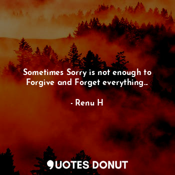 Sometimes Sorry is not enough to Forgive and Forget everything...