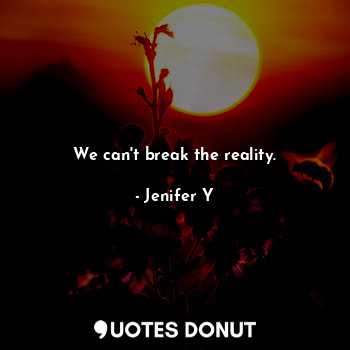 We can't break the reality.