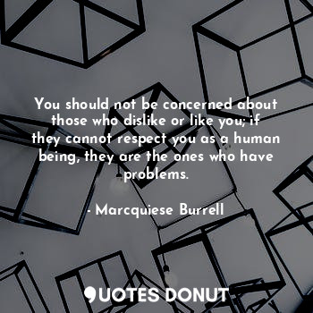  You should not be concerned about those who dislike or like you; if they cannot ... - Marcquiese Burrell - Quotes Donut