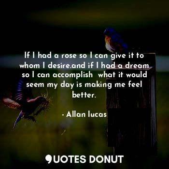  If I had a rose so I can give it to whom I desire.and if I had a dream so I can ... - Allan lucas - Quotes Donut