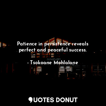 Patience in persistence reveals perfect and peaceful success.