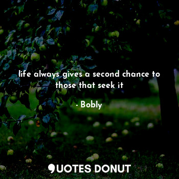 life always gives a second chance to those that seek it
