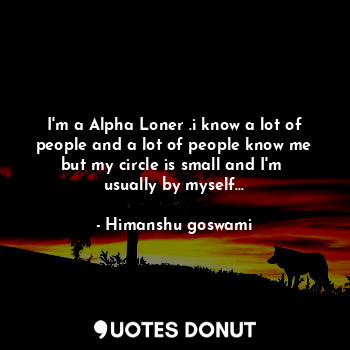 I'm a Alpha Loner .i know a lot of people and a lot of people know me but my circle is small and I'm  usually by myself...