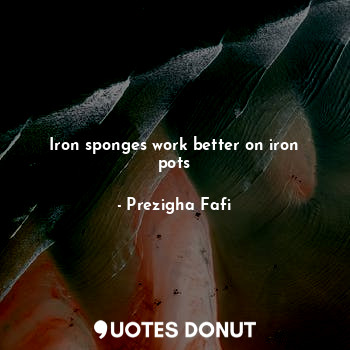  Iron sponges work better on iron pots... - Prezigha Fafi - Quotes Donut