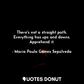 There's not a straight path. Everything has ups and downs. Apprehend it.