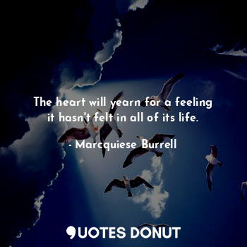 The heart will yearn for a feeling it hasn't felt in all of its life.... - Marcquiese Burrell - Quotes Donut