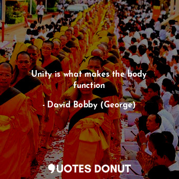  Unity is what makes the body function... - David Bobby (George) - Quotes Donut