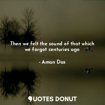  Then we felt the sound of that which we forgot centuries ago... - Aman Das - Quotes Donut