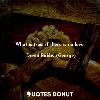  What is trust if there is no love.... - David Bobby (George) - Quotes Donut