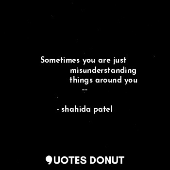  Sometimes you are just 
                misunderstanding 
               things ... - shahida patel - Quotes Donut
