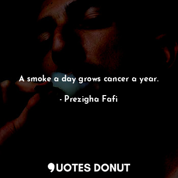  A smoke a day grows cancer a year.... - Prezigha Fafi - Quotes Donut