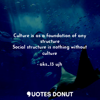  Culture is as a foundation of any structure
Social structure is nothing without ... - aks_13 ujh - Quotes Donut