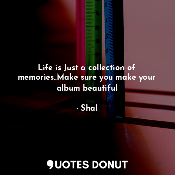  Life is Just a collection of memories..Make sure you make your album beautiful... - Shal - Quotes Donut