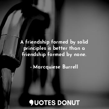 A friendship formed by solid principles is better than a friendship formed by no... - Marcquiese Burrell - Quotes Donut