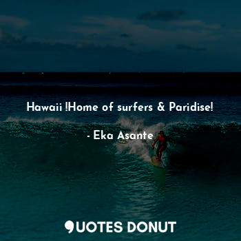 Hawaii !Home of surfers & Paridise!