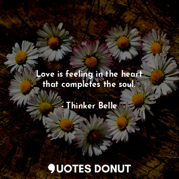 Love is feeling in the heart
that completes the soul.