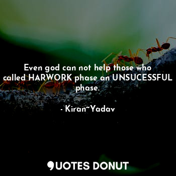  Even god can not help those who called HARWORK phase an UNSUCESSFUL phase.... - Kiran~Yadav - Quotes Donut