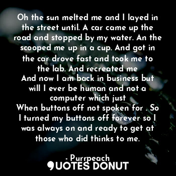  Oh the sun melted me and I layed in the street until. A car came up the road and... - Purrpeach - Quotes Donut