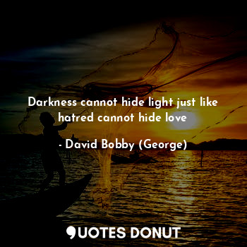  Darkness cannot hide light just like hatred cannot hide love... - David Bobby (George) - Quotes Donut