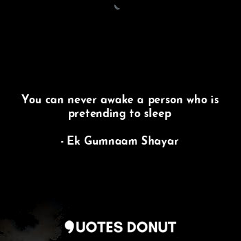  You can never awake a person who is pretending to sleep... - Ek Gumnaam Shayar - Quotes Donut