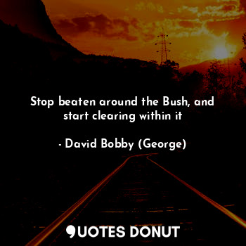  Stop beaten around the Bush, and start clearing within it... - David Bobby (George) - Quotes Donut