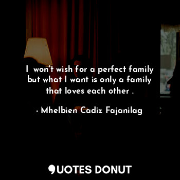 I  won't wish for a perfect family but what I want is only a family that loves each other .