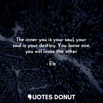 The inner you is your soul, your soul is your destiny. You loose one, you will loose the other