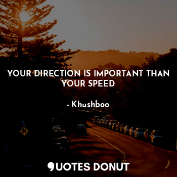  YOUR DIRECTION IS IMPORTANT THAN YOUR SPEED... - Khushboo - Quotes Donut