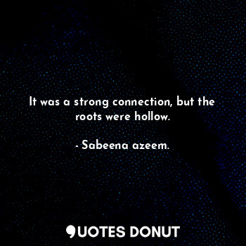  It was a strong connection, but the roots were hollow.... - Sabeena azeem. - Quotes Donut