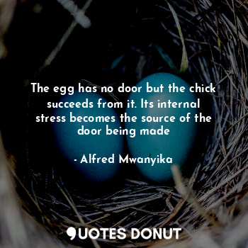The egg has no door but the chick succeeds from it. Its internal stress becomes the source of the door being made