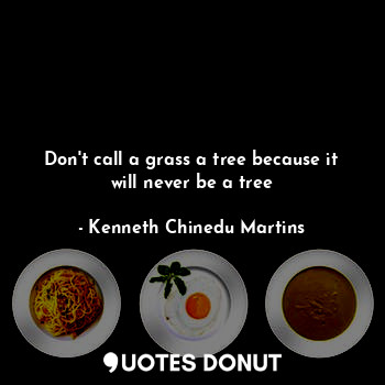  Don't call a grass a tree because it will never be a tree... - Kenneth Chinedu Martins - Quotes Donut