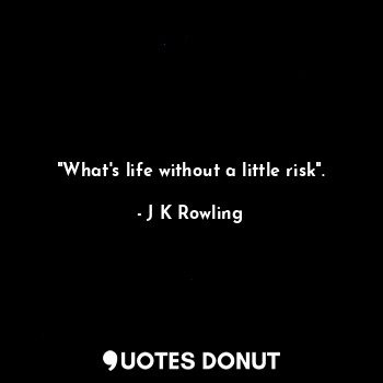 "What's life without a little risk".