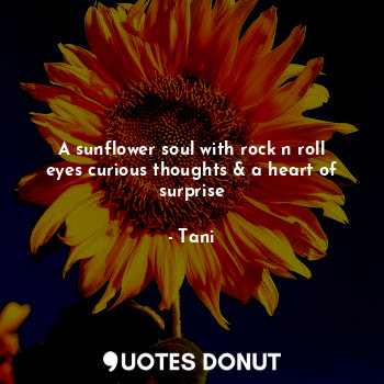 A sunflower soul with rock n roll eyes curious thoughts & a heart of surprise... - Tani - Quotes Donut