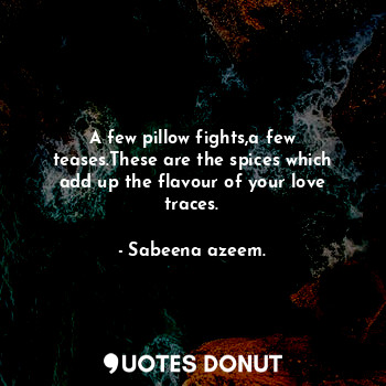  A few pillow fights,a few teases.These are the spices which add up the flavour o... - Sabeena azeem. - Quotes Donut