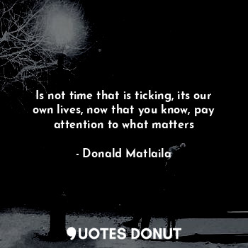  Is not time that is ticking, its our own lives, now that you know, pay attention... - Donald Matlaila - Quotes Donut