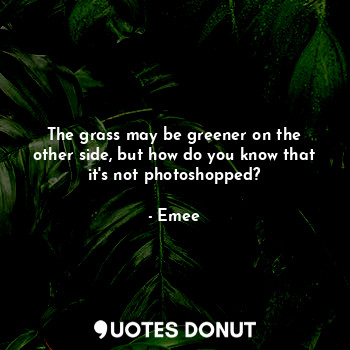 The grass may be greener on the other side, but how do you know that it's not ph... - Emee - Quotes Donut
