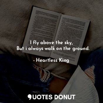  I fly above the sky,
  But i always walk on the ground.... - Heartless King - Quotes Donut