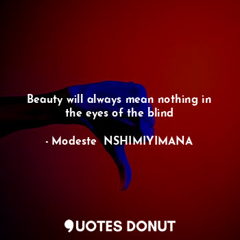  Beauty will always mean nothing in the eyes of the blind... - Modeste  NSHIMIYIMANA - Quotes Donut