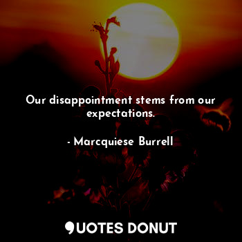 Our disappointment stems from our expectations.