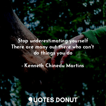  Stop underestimating yourself
There are many out there who can't do things you d... - Kenneth Chinedu Martins - Quotes Donut