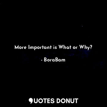 More Important is What or Why?
