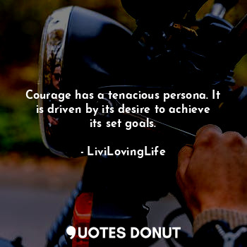 Courage has a tenacious persona. It is driven by its desire to achieve its set goals.