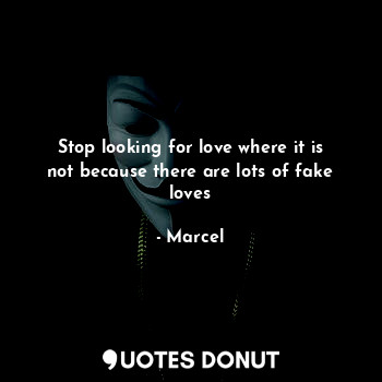  Stop looking for love where it is not because there are lots of fake loves... - Marcel - Quotes Donut