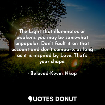  The Light that illuminates or awakens you may be somewhat unpopular. Don't fault... - Beloved-Kevin Nkop - Quotes Donut