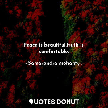 Peace is beautiful,truth is comfortable.