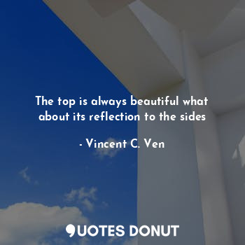  The top is always beautiful what about its reflection to the sides... - Vincent C. Ven - Quotes Donut