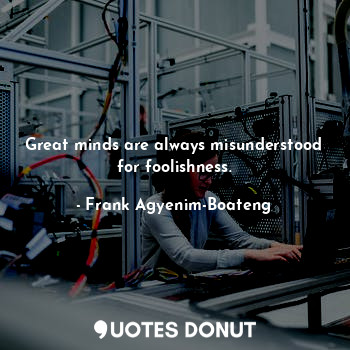 Great minds are always misunderstood for foolishness.