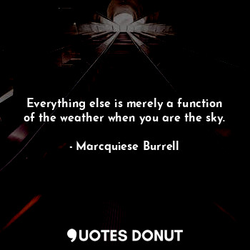 Everything else is merely a function of the weather when you are the sky.
