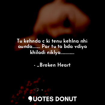  Tu kehnda c ki tenu kehlna nhi aunda......... Par tu ta bda vdiya khiladi niklya... - _Broken Heart - Quotes Donut