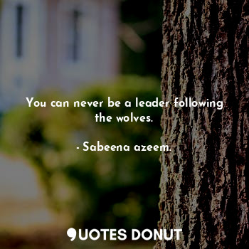  You can never be a leader following the wolves.... - Sabeena azeem. - Quotes Donut